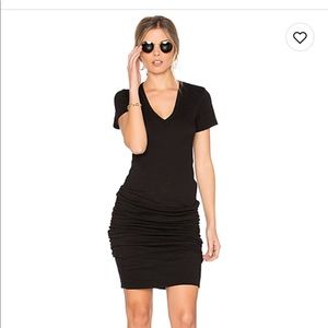 Monrow v neck black cotton dress